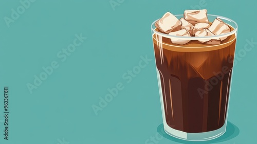 A refreshing glass of iced coffee with ice cubes.