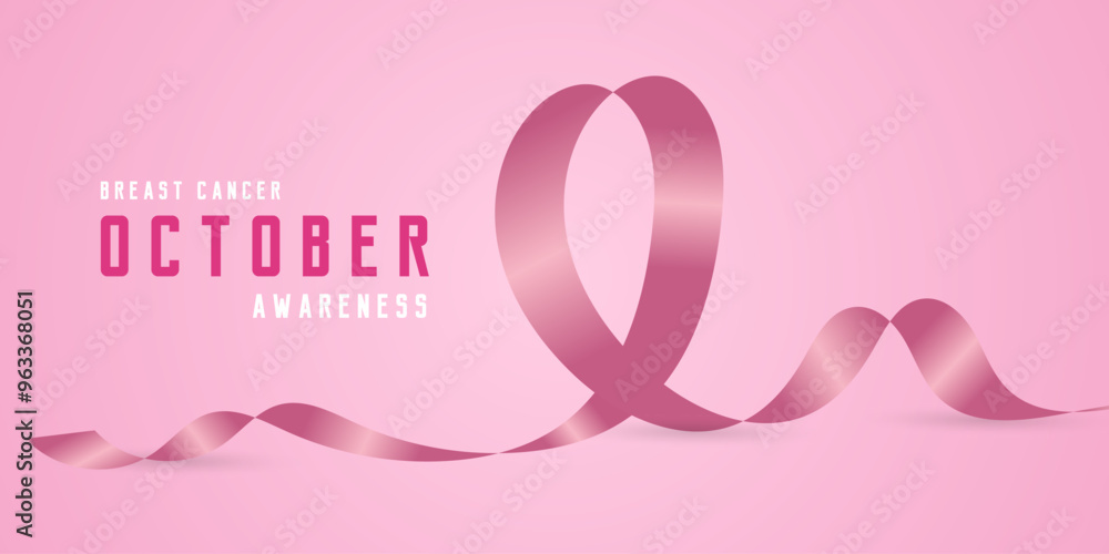 Soft Pink color of Heart ribbon with text stand for Breast cancer awareness concepts. and a Breast Cancer Awareness banner vector, illustration design Soft Pink color of Heart ribbon with text stand for Breast cancer awareness concepts. and a Breast Cancer Awareness banner vector, illustration design