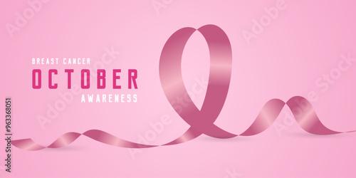 Soft Pink color of Heart ribbon with text stand for Breast cancer awareness concepts. and a Breast Cancer Awareness banner vector, illustration design