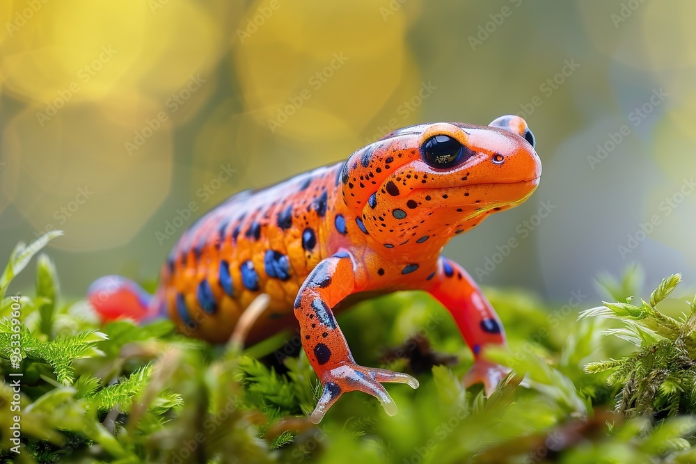Fototapeta premium Colorful Salamander on Moss in Natural Setting