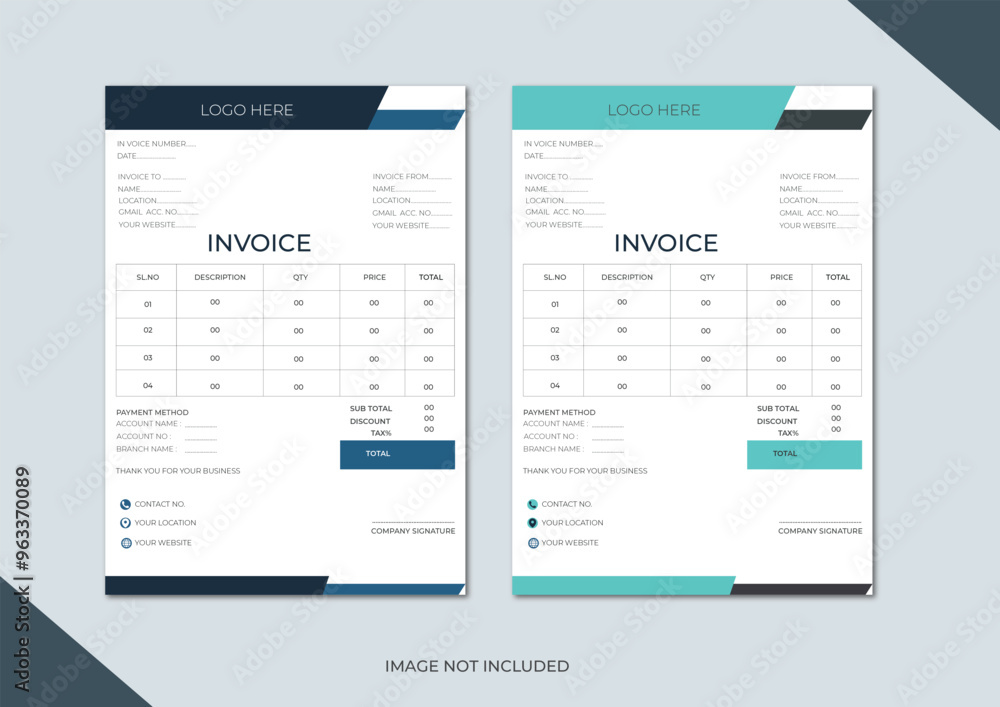 Invoice , Minimal professional vector Corporate Business Invoice design template, bill form price invoice, Creative invoice template, business stationery design, payment agreement design template. Invoice , Minimal professional vector Corporate Business Invoice design template, bill form price invoice, Creative invoice template, business stationery design, payment agreement design template.