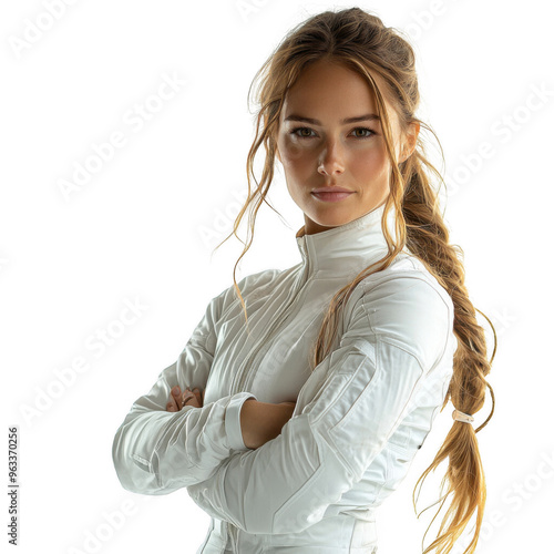 Fencer woman isolated on a transparent background png file no background - pretty female model portrait png file
