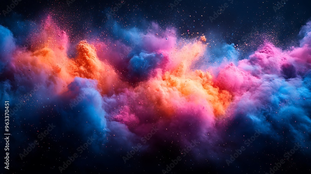 Fototapeta premium Abstract colorful smoke or clouds with a dark background.