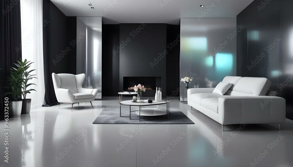 Obraz premium Photo interior modern design room 3d illustration