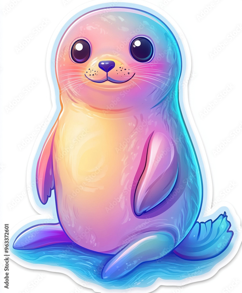 Obraz premium seal animal cute cartoon illustration seal pup happy seal ocean sea life marine animal character design adorable animal playful seal aquatic creature 