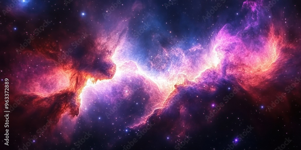 Cosmic Nebula with Vibrant Red, Pink, and Blue Hues Cosmic Nebula with Vibrant Red, Pink, and Blue Hues