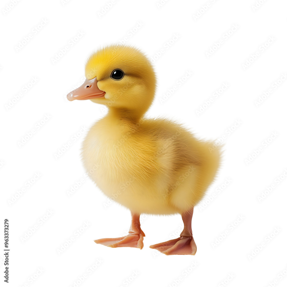 fluffy yellow duckling standing isolated on transparent background Generative Ai. fluffy yellow duckling standing isolated on transparent background Generative Ai.