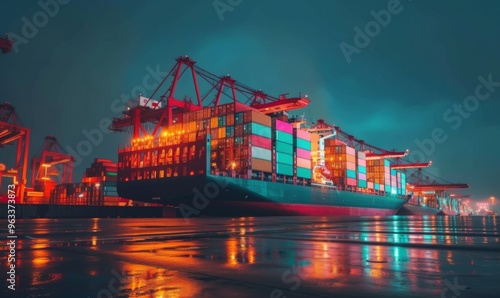 Wallpaper Mural Container ships at a seaport in China. International logistics, export and import of goods, containers and commercial business Torontodigital.ca