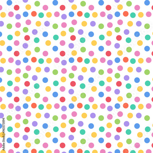 Colorful dots seamless pattern.Polka dot repeat pattern isolated on white.Vector graphic background wallpaper.