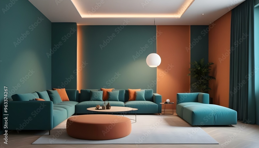 Photo interior modern design room 3d illustration Photo interior modern design room 3d illustration