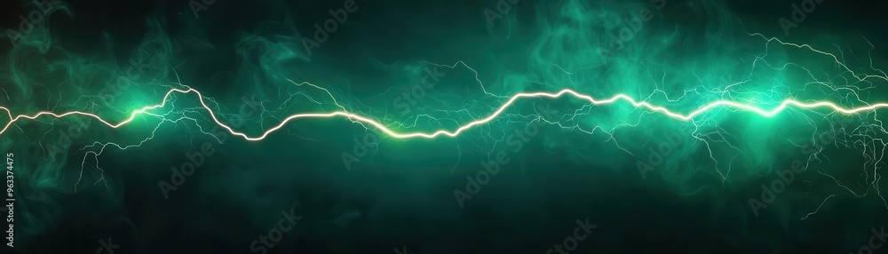 Lightning icon, green glow, digital charging effect, 3D illustration Lightning icon, green glow, digital charging effect, 3D illustration