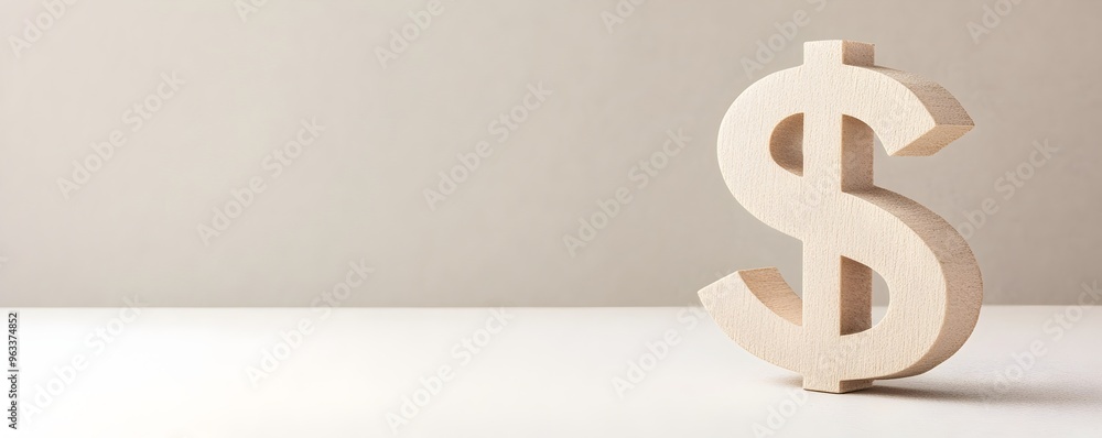 Wooden Dollar Symbol in Minimalist Setting - Business Finance and Investment Concept Wooden Dollar Symbol in Minimalist Setting - Business Finance and Investment Concept