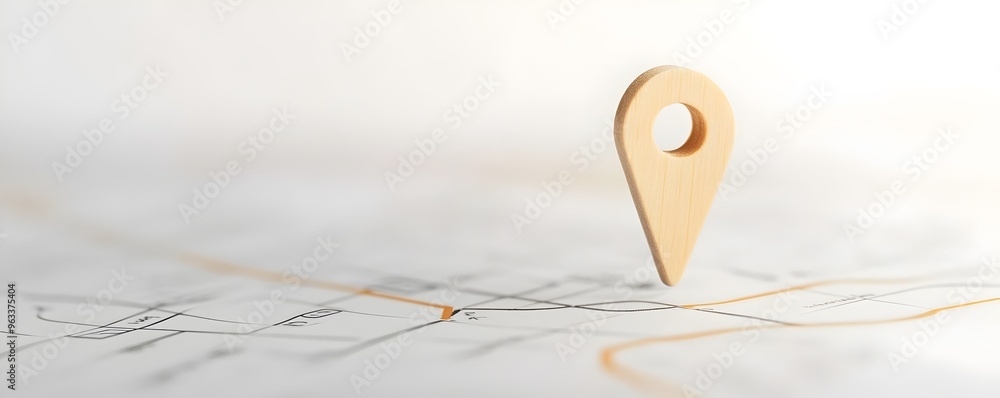 Wooden Location Pin on Abstract Map - Professional Navigation and ...