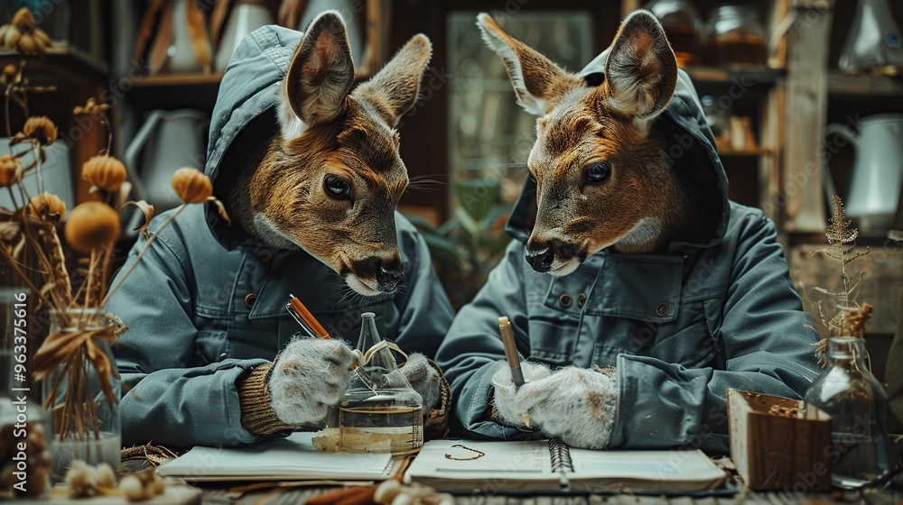 Two Deers in a Study Two Deers in a Study
