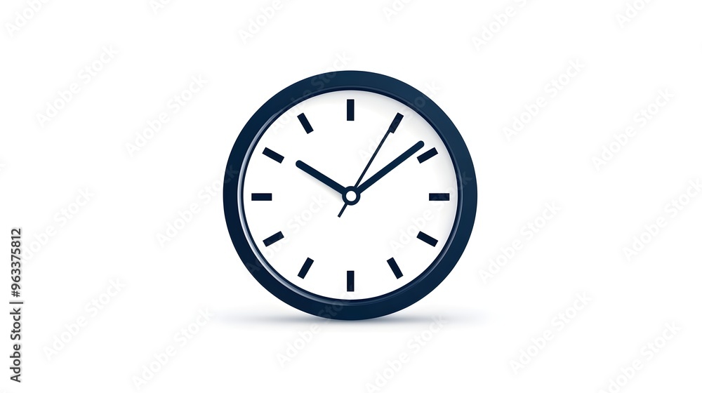Classic Analog Wall Clock Isolated on White - Time Management and Simplicity Concept