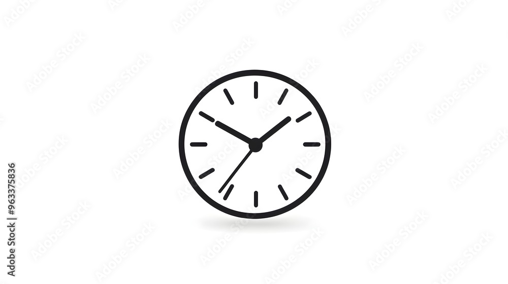 Simple Minimalist Clock on White Background - Time Concept and Design Element Simple Minimalist Clock on White Background - Time Concept and Design Element
