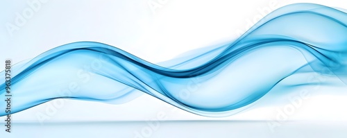 Fluid Blue Wave Shape on White Background - Abstract Modern Design Element