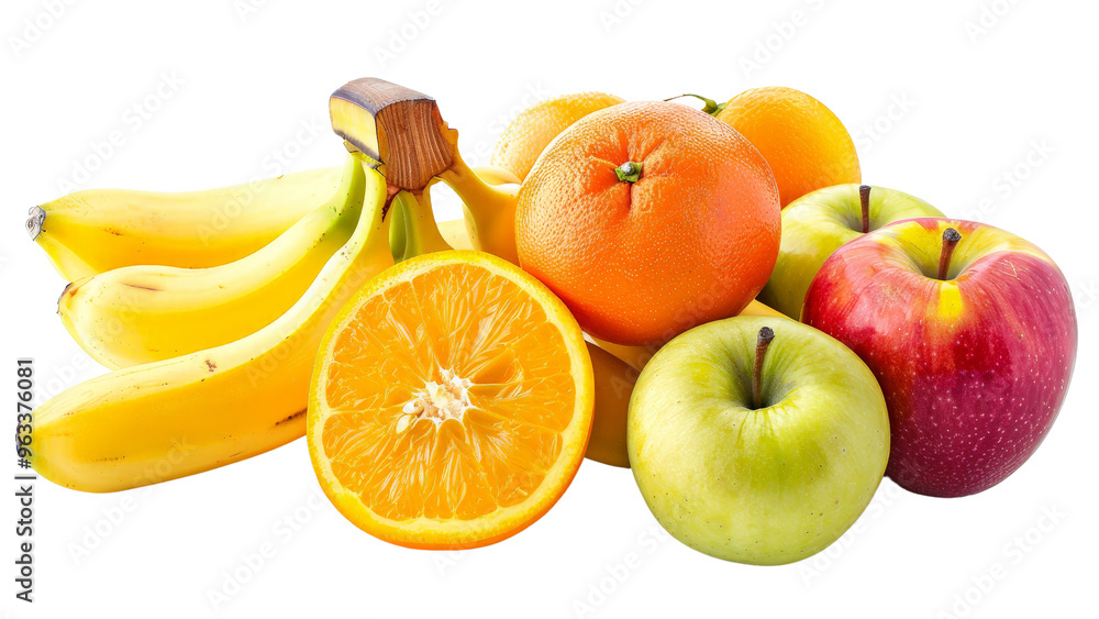 A bunch of fruit including apples, oranges, and bananas A bunch of fruit including apples, oranges, and bananas