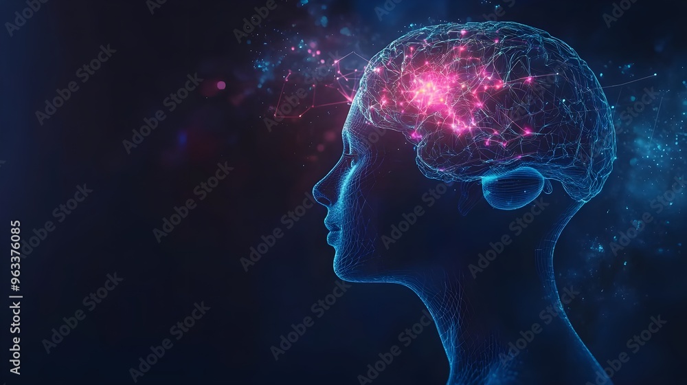 A futuristic representation of a human brain with glowing neural connections, symbolizing advanced thought and creativity. A futuristic representation of a human brain with glowing neural connections, symbolizing advanced thought and creativity.
