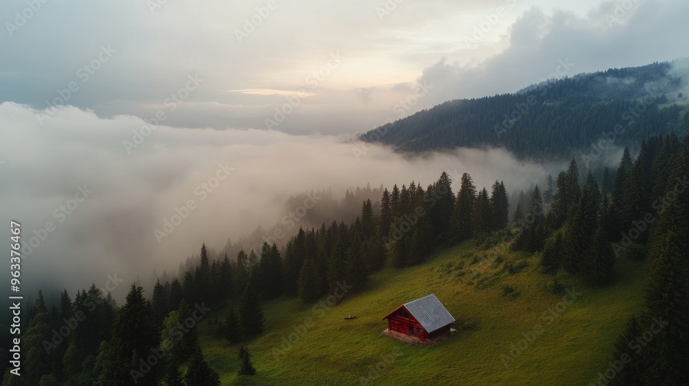 custom made wallpaper toronto digitalbird's eye view, in the fog, mountain hut, sky, clouds, nature, landscape, storm, cloud, mountain, tree, weather,  forest, trees, fog, sunset, dark, mountains, cloudscape, mist, summer, rain, blue, 