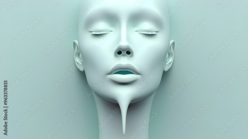 Serene Futuristic Female Face Abstract Minimalist Design Art. AI Generated Serene Futuristic Female Face Abstract Minimalist Design Art. AI Generated