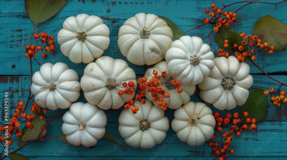 The White Pumpkins and Berries The White Pumpkins and Berries