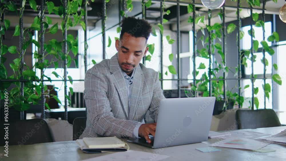 A young professional excels in a remote office amid lush greenery, balancing work and personal life, enhancing career growth and relaxation for overall wellbeing and productivity A young professional excels in a remote office amid lush greenery, balancing work and personal life, enhancing career growth and relaxation for overall wellbeing and productivity