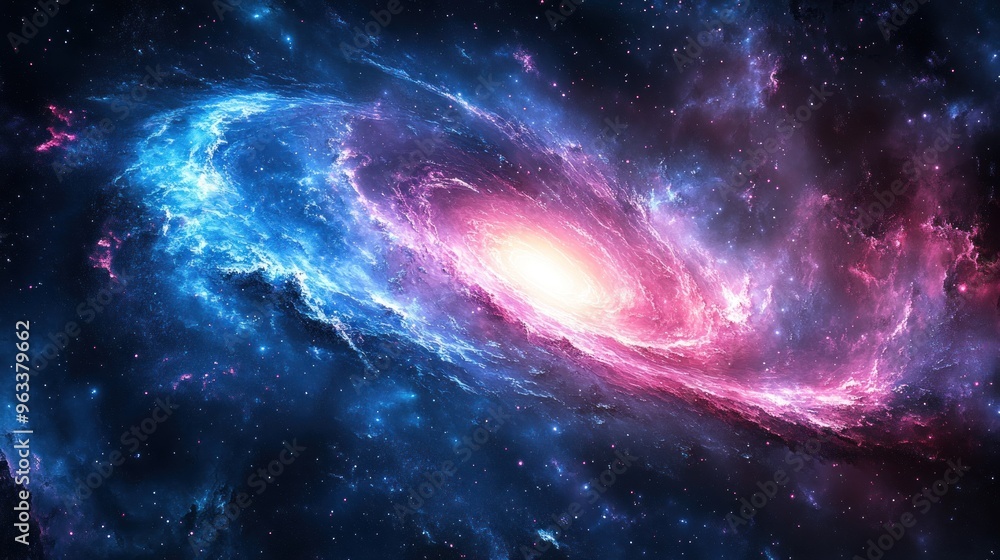 Naklejka premium A Swirling Cosmic Nebula with a Bright Core