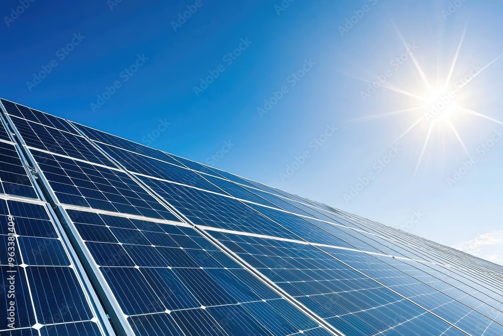 Harnessing the Sun: Solar Panels Bask in a Clear Blue Sky Harnessing the Sun: Solar Panels Bask in a Clear Blue Sky