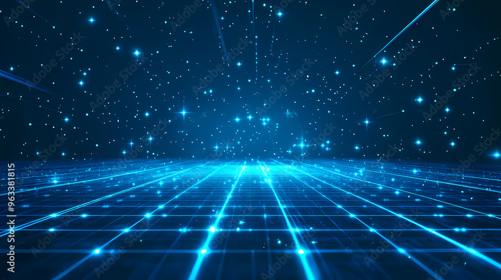 Glowing grid in virtual space