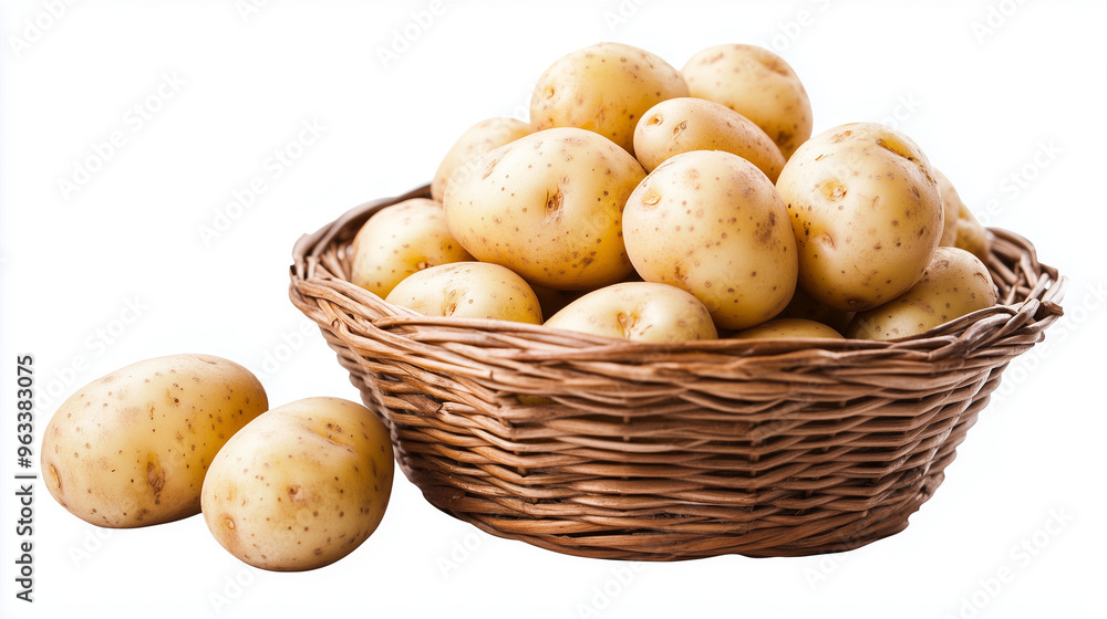 Basket of fresh raw potatoes. Basket of fresh raw potatoes.