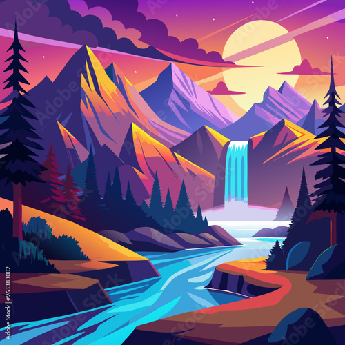 Download Design A Lively, Scenic Illustration Featuring A Cable Car Traveling Above A Vibrant Landscape Svg File For Design.