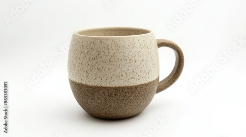 Ceramic Mug with Speckled Glaze and Rounded Shape photo