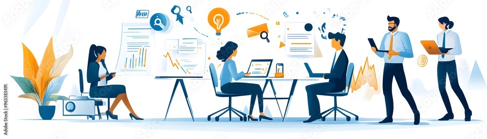 Business People Working Together in an Office. Business People Working Together in an Office.