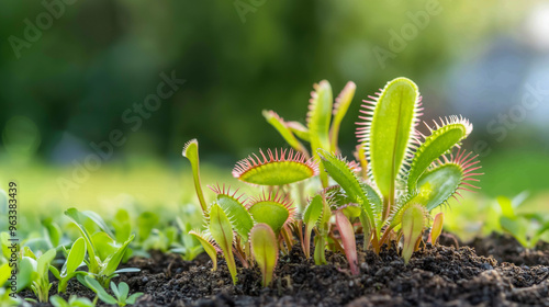 Carnivorous Plant Venus Flytrap in the Garden.