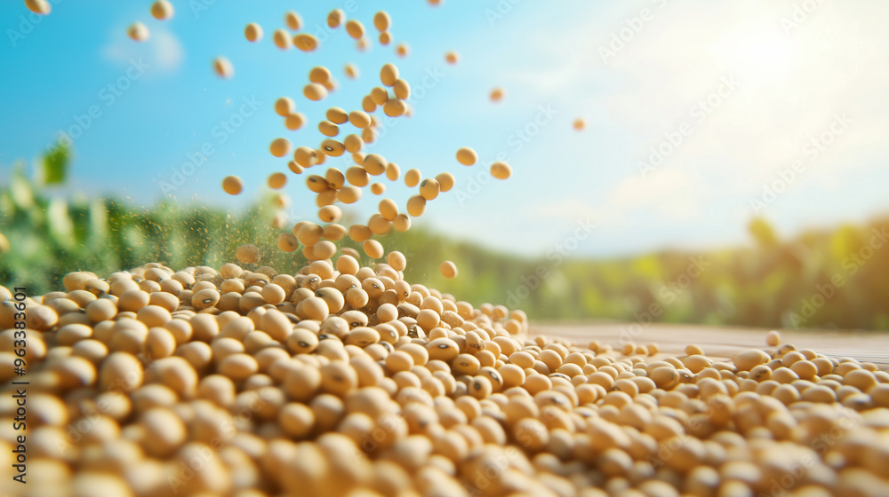 Obraz premium Soybeans Falling onto Pile.