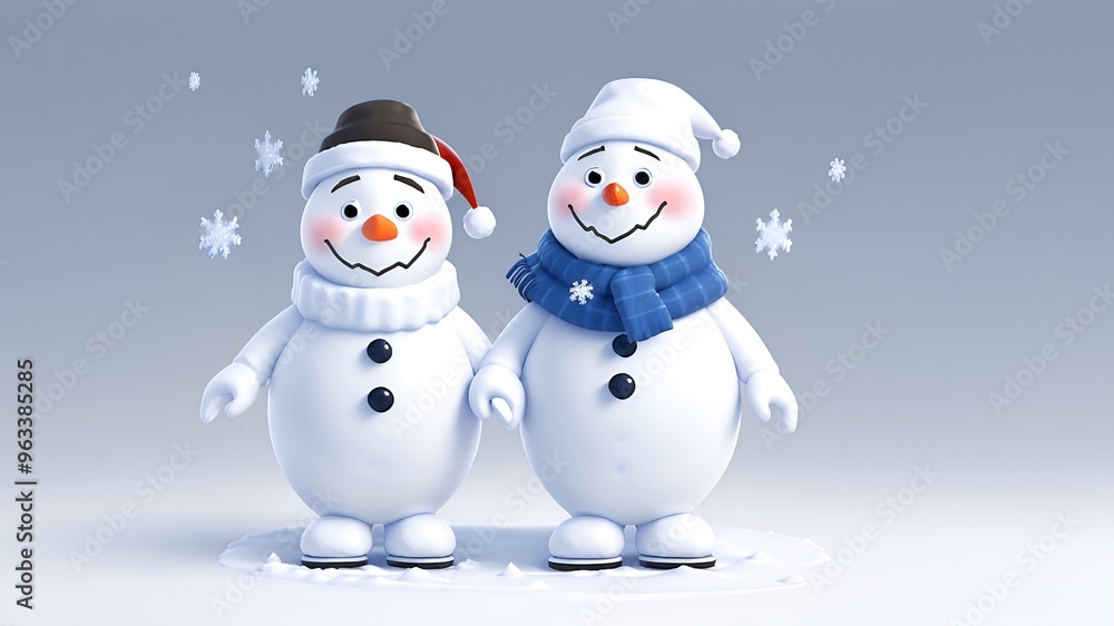 christmas greeting card with copy space, two snowman christmas greeting card with copy space, two snowman