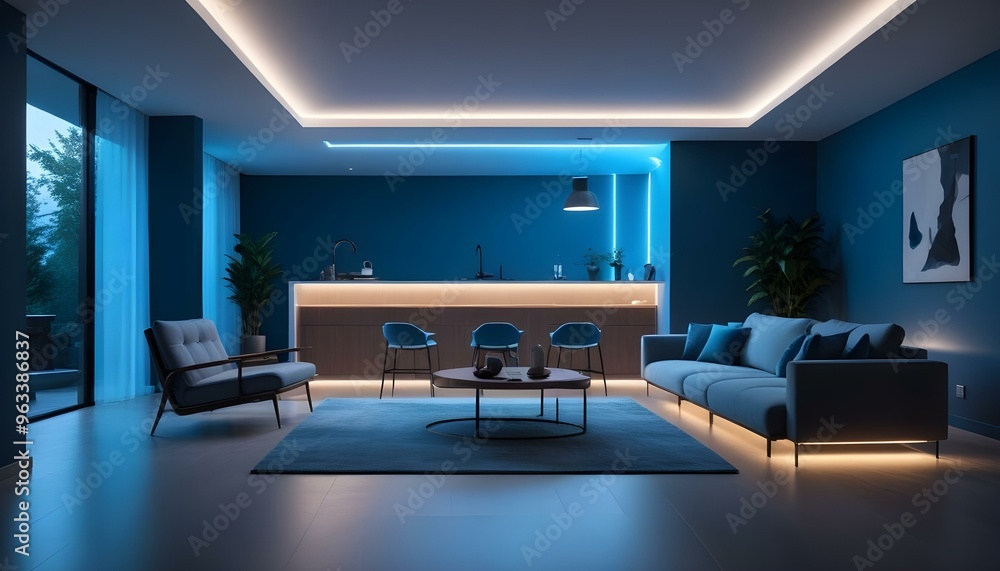 Photo interior modern design room 3d illustration Photo interior modern design room 3d illustration