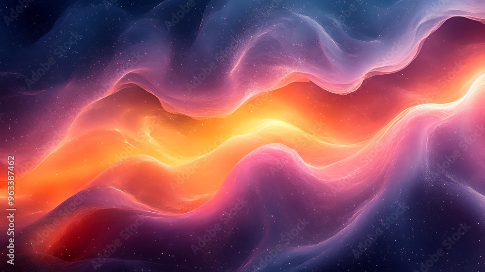 Obraz premium Abstract background with flowing lines in blue, red, orange, and yellow colors.