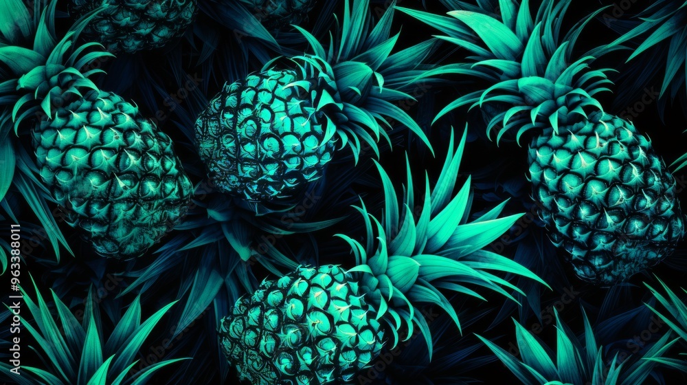 Big amount of green Hawaiian pineapples background. Neural network ai generated art Big amount of green Hawaiian pineapples background. Neural network ai generated art