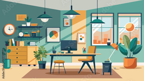  Minimalist interior design for a creative advertise vector art illustration