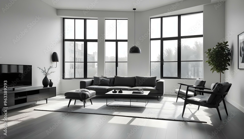 Photo interior modern design room 3d illustration Photo interior modern design room 3d illustration