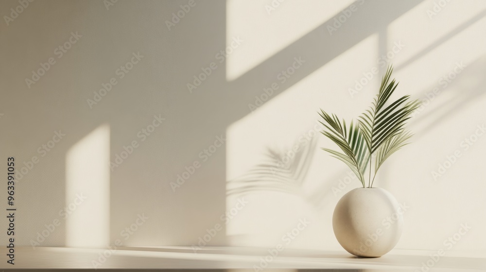 Minimalistic vase with palm leaves in natural Minimalistic vase with palm leaves in natural