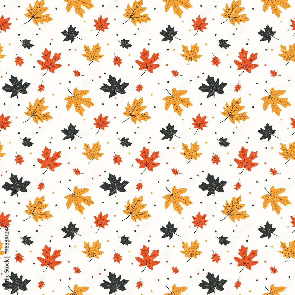seamless tile of pretty orange illustrated autumn leaves seamless tile of pretty orange illustrated autumn leaves