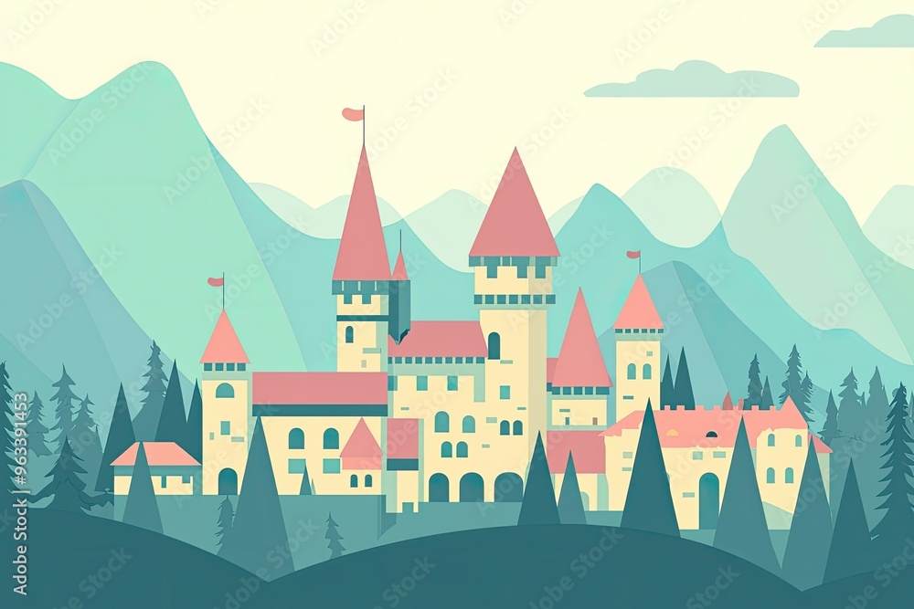 A Majestic Castle Nestled Amidst Verdant Hills, a Serene Scene of Architectural Grandeur. A Majestic Castle Nestled Amidst Verdant Hills, a Serene Scene of Architectural Grandeur.