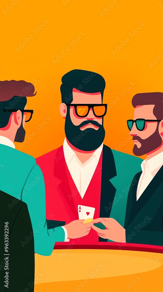 Group of men playing poker with a poker face. Group of men playing poker with a poker face.
