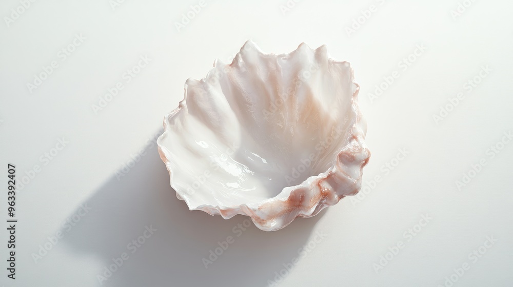 A Single White Seashell on a White Background A Single White Seashell on a White Background