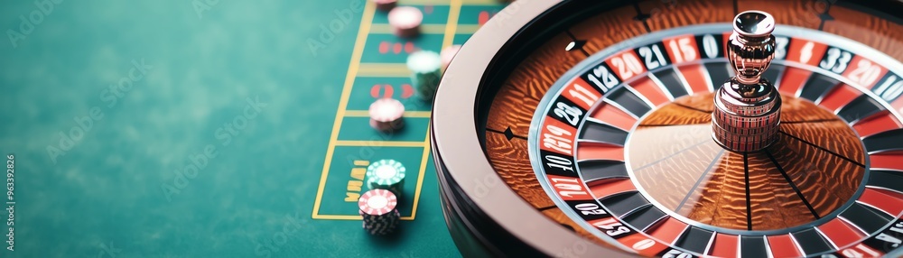 Close-up of a spinning roulette wheel in a casino. Close-up of a spinning roulette wheel in a casino.