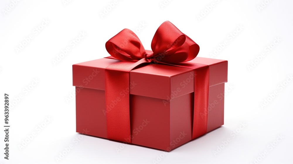 Red color gift box with red ribbon isolated on white background Red color gift box with red ribbon isolated on white background