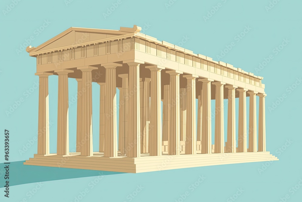 Obraz premium A Simple Illustration of the Parthenon: A Glimpse into Ancient Greece's Architectural Majesty
